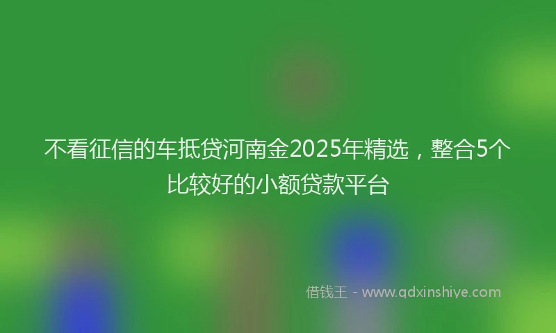 不看征信的车抵贷河南金2025年精选，整合5个比较好的小额贷款平台