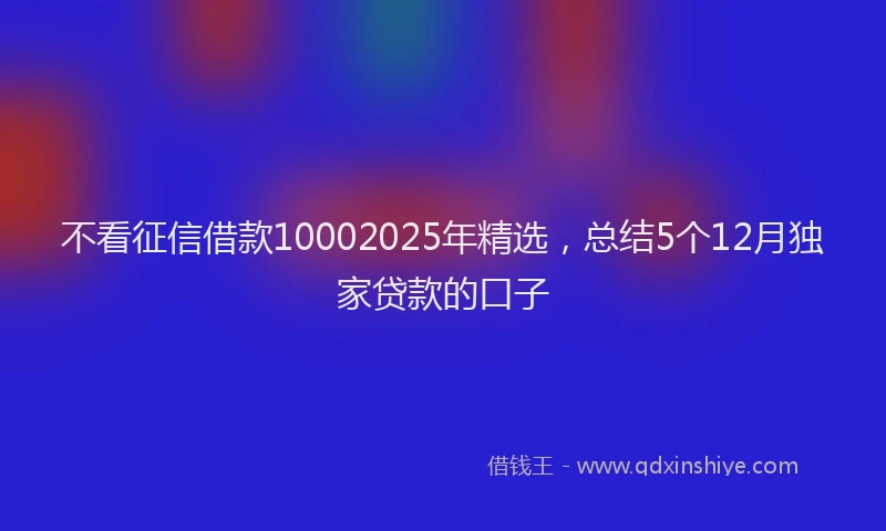 不看征信借款10002025年精选，总结5个12月独家贷款的口子