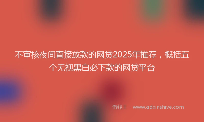 不审核夜间直接放款的网贷2025年推荐，概括五个无视黑白必下款的网贷平台