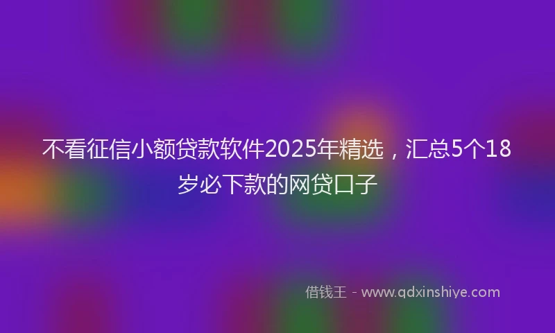 不看征信小额贷款软件2025年精选，汇总5个18岁必下款的网贷口子