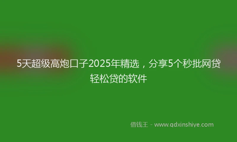 5天超级高炮口子2025年精选，分享5个秒批网贷轻松贷的软件