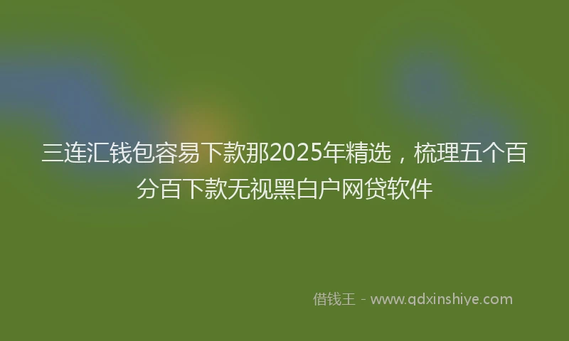 三连汇钱包容易下款那2025年精选，梳理五个百分百下款无视黑白户网贷软件