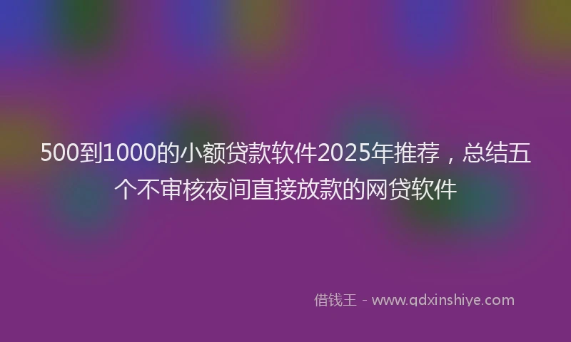500到1000的小额贷款软件2025年推荐，总结五个不审核夜间直接放款的网贷软件