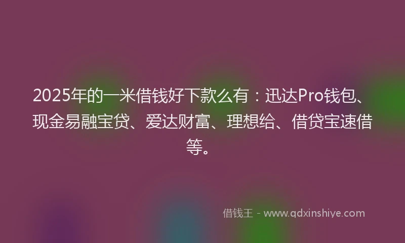 2025年的一米借钱好下款么有：迅达Pro钱包、现金易融宝贷、爱达财富、理想给、借贷宝速借等。