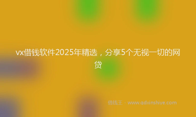 vx借钱软件2025年精选，分享5个无视一切的网贷