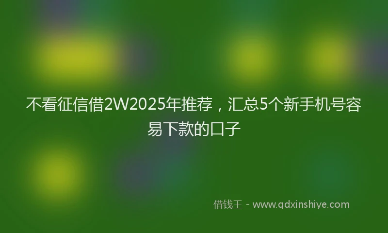 不看征信借2W2025年推荐，汇总5个新手机号容易下款的口子