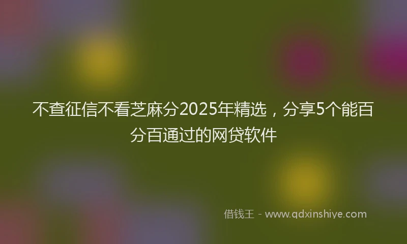 不查征信不看芝麻分2025年精选，分享5个能百分百通过的网贷软件