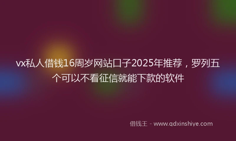 vx私人借钱16周岁网站口子2025年推荐，罗列五个可以不看征信就能下款的软件