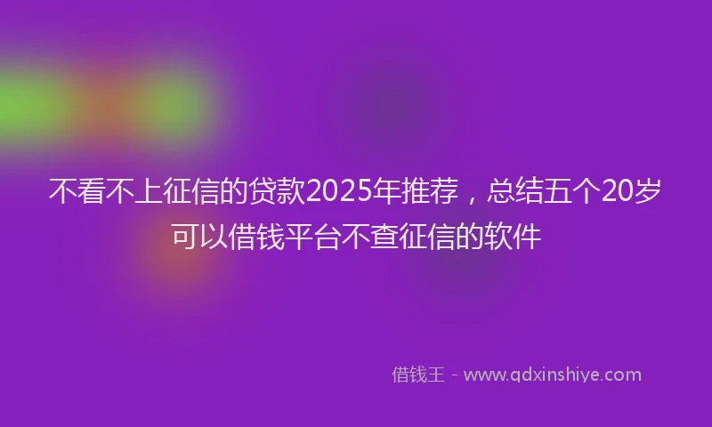 不看不上征信的贷款2025年推荐，总结五个20岁可以借钱平台不查征信的软件