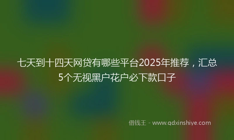 七天到十四天网贷有哪些平台2025年推荐，汇总5个无视黑户花户必下款口子