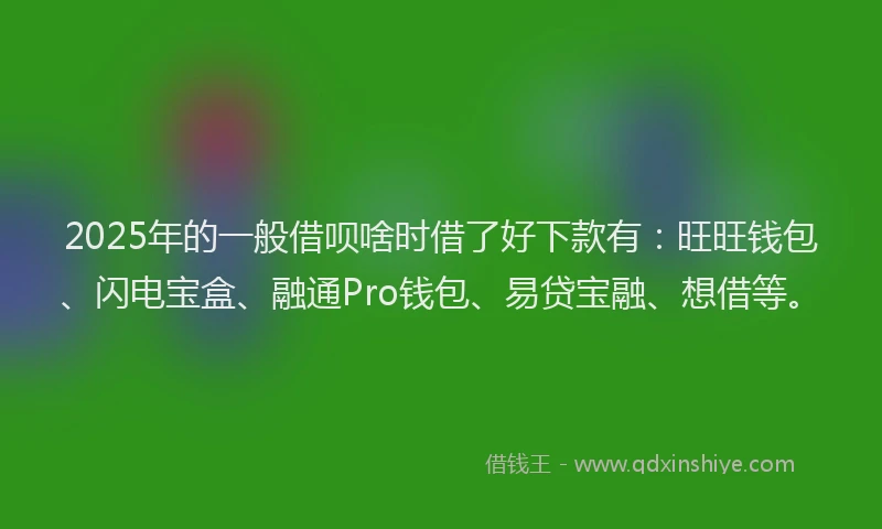 2025年的一般借呗啥时借了好下款有：旺旺钱包、闪电宝盒、融通Pro钱包、易贷宝融、想借等。