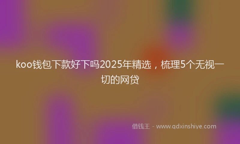 koo钱包下款好下吗2025年精选，梳理5个无视一切的网贷