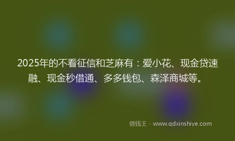 2025年的不看征信和芝麻有：爱小花、现金贷速融、现金秒借通、多多钱包、森泽商城等。