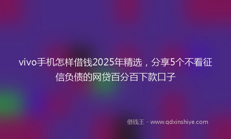 vivo手机怎样借钱2025年精选，分享5个不看征信负债的网贷百分百下款口子