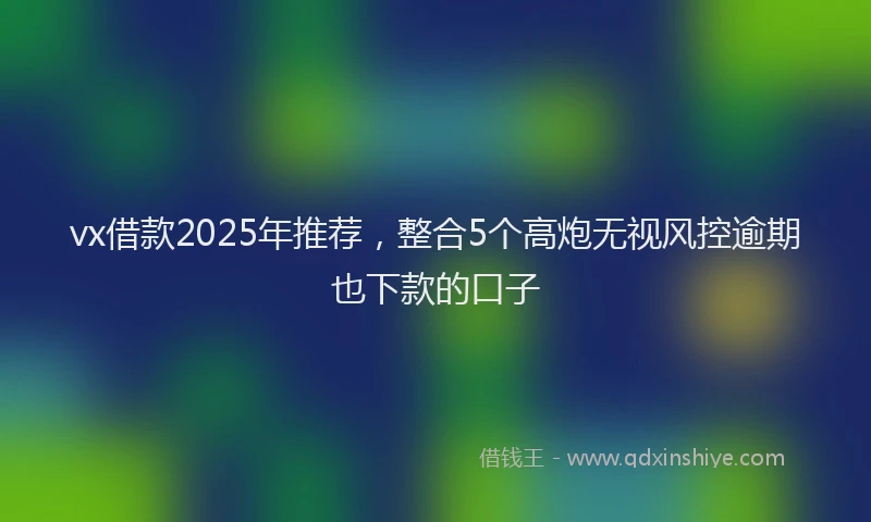 vx借款2025年推荐，整合5个高炮无视风控逾期也下款的口子