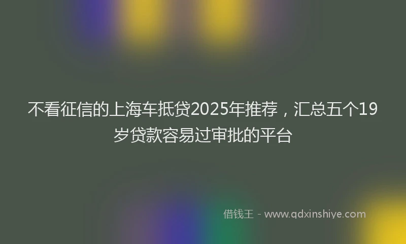 不看征信的上海车抵贷2025年推荐，汇总五个19岁贷款容易过审批的平台