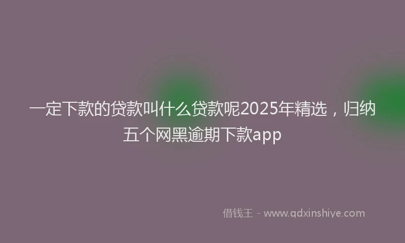 一定下款的贷款叫什么贷款呢2025年精选，归纳五个网黑逾期下款app
