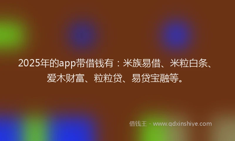 2025年的app带借钱有：米族易借、米粒白条、爱木财富、粒粒贷、易贷宝融等。