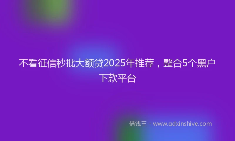 不看征信秒批大额贷2025年推荐，整合5个黑户下款平台