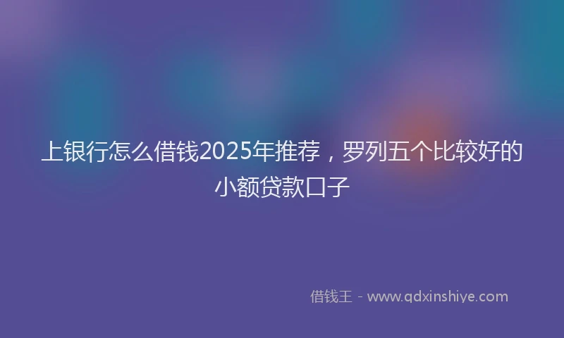 上银行怎么借钱2025年推荐，罗列五个比较好的小额贷款口子