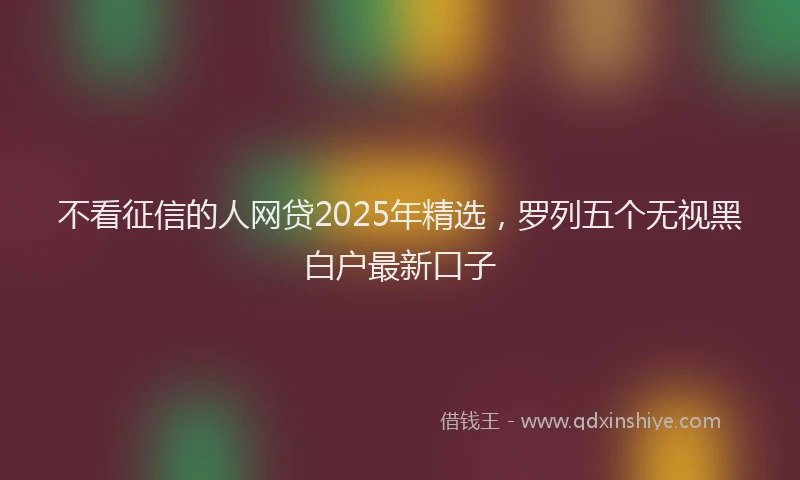 不看征信的人网贷2025年精选，罗列五个无视黑白户最新口子