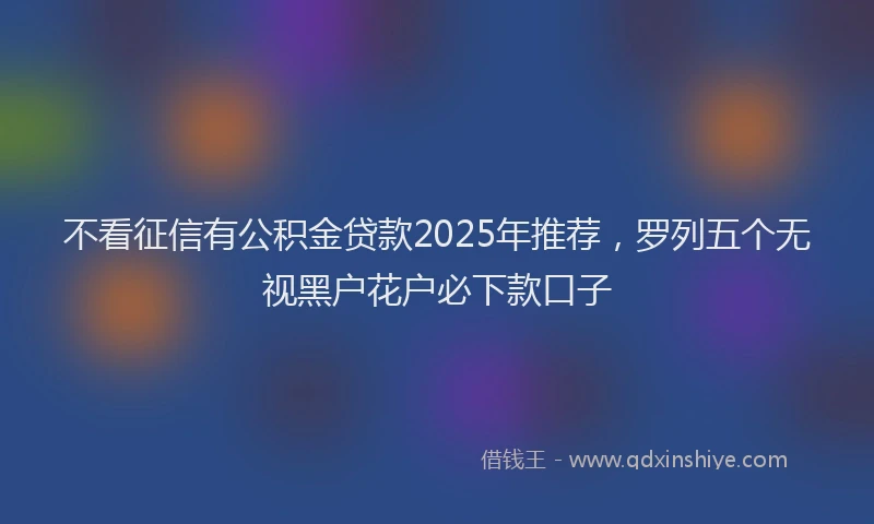 不看征信有公积金贷款2025年推荐，罗列五个无视黑户花户必下款口子