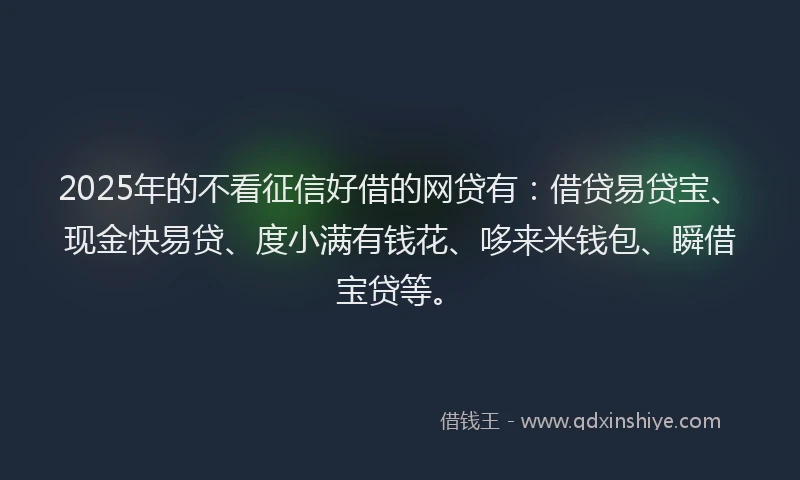 2025年的不看征信好借的网贷有：借贷易贷宝、现金快易贷、度小满有钱花、哆来米钱包、瞬借宝贷等。