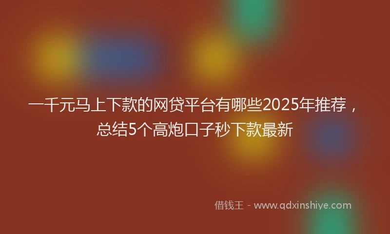 一千元马上下款的网贷平台有哪些2025年推荐，总结5个高炮口子秒下款最新