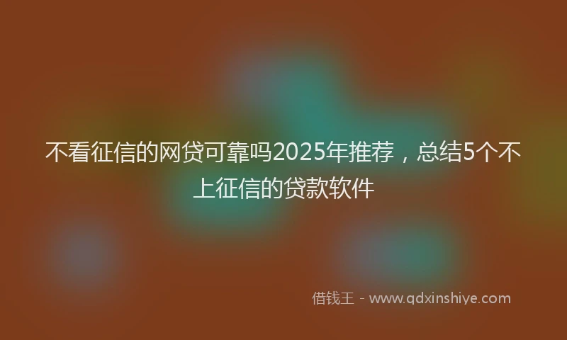 不看征信的网贷可靠吗2025年推荐，总结5个不上征信的贷款软件