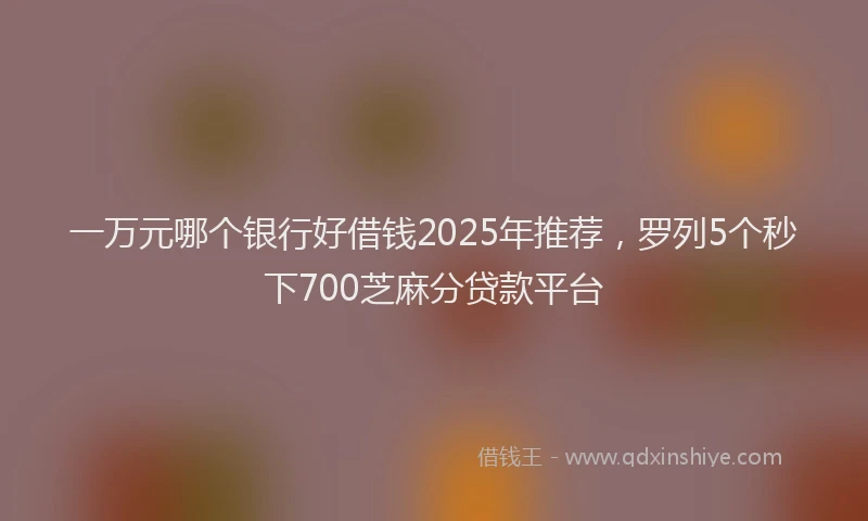 一万元哪个银行好借钱2025年推荐，罗列5个秒下700芝麻分贷款平台