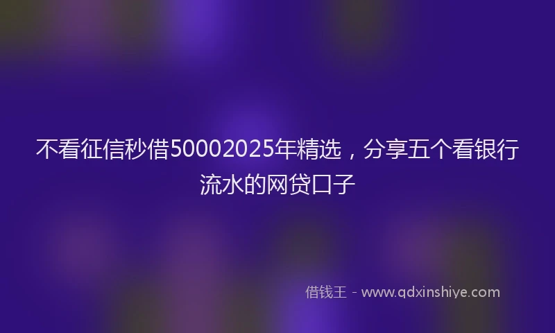 不看征信秒借50002025年精选，分享五个看银行流水的网贷口子