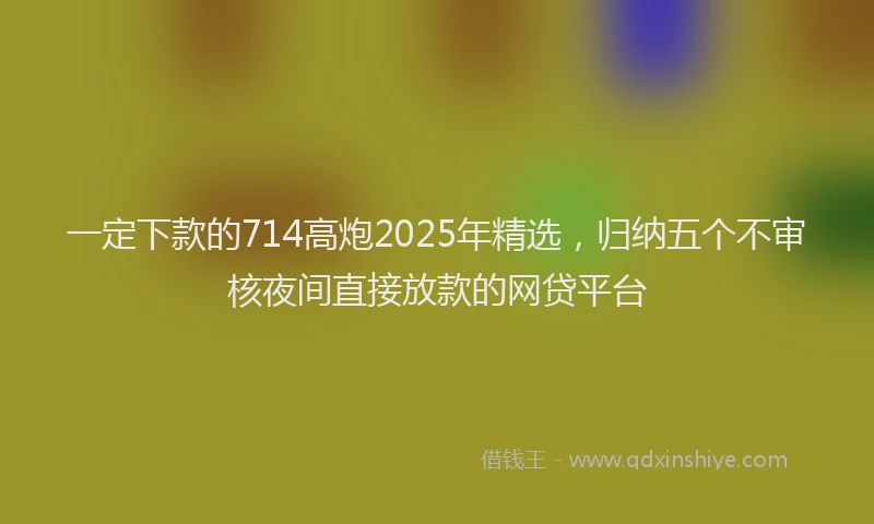 一定下款的714高炮2025年精选，归纳五个不审核夜间直接放款的网贷平台