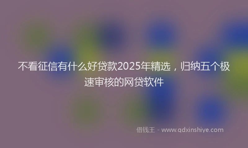 不看征信有什么好贷款2025年精选，归纳五个极速审核的网贷软件