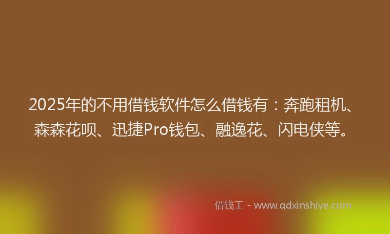 2025年的不用借钱软件怎么借钱有：奔跑租机、森森花呗、迅捷Pro钱包、融逸花、闪电侠等。