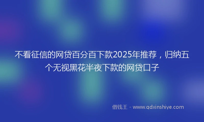 不看征信的网贷百分百下款2025年推荐，归纳五个无视黑花半夜下款的网贷口子