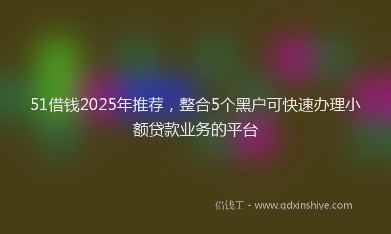 51借钱2025年推荐，整合5个黑户可快速办理小额贷款业务的平台
