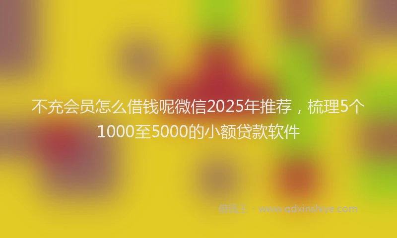 不充会员怎么借钱呢微信2025年推荐，梳理5个1000至5000的小额贷款软件