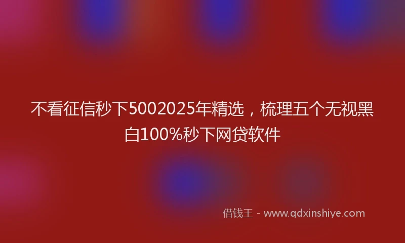 不看征信秒下5002025年精选，梳理五个无视黑白100%秒下网贷软件