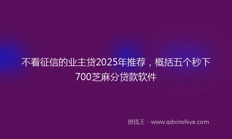 不看征信的业主贷2025年推荐，概括五个秒下700芝麻分贷款软件