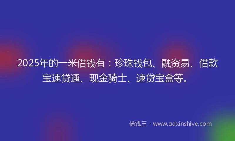 2025年的一米借钱有：珍珠钱包、融资易、借款宝速贷通、现金骑士、速贷宝盒等。