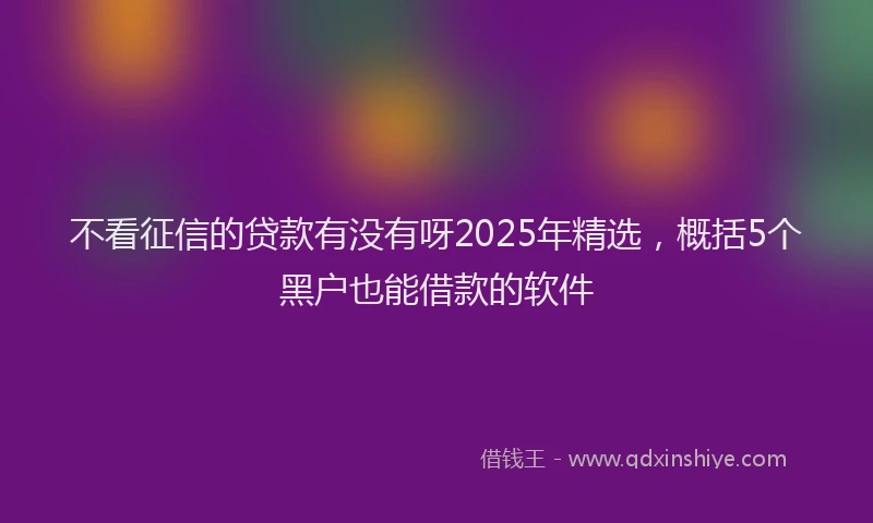 不看征信的贷款有没有呀2025年精选，概括5个黑户也能借款的软件