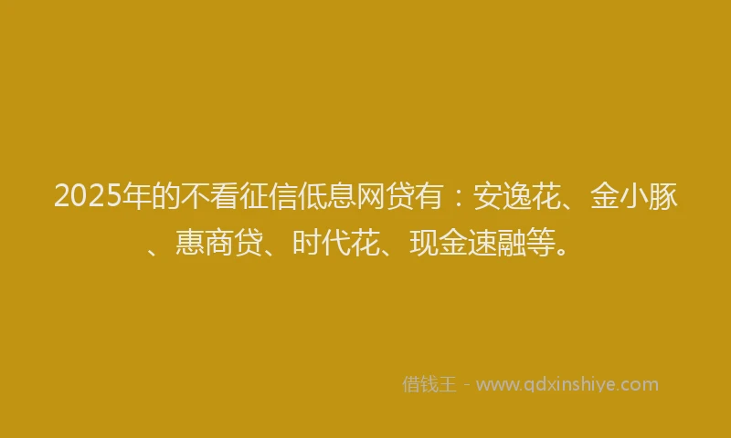 2025年的不看征信低息网贷有：安逸花、金小豚、惠商贷、时代花、现金速融等。