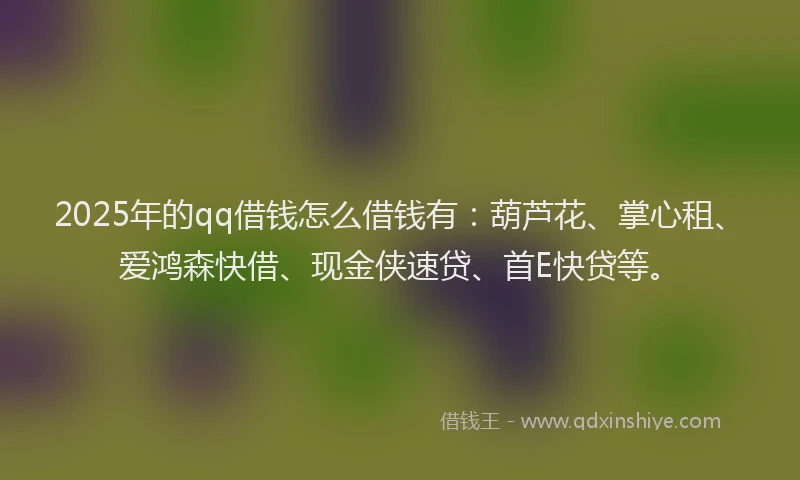 2025年的qq借钱怎么借钱有：葫芦花、掌心租、爱鸿森快借、现金侠速贷、首E快贷等。