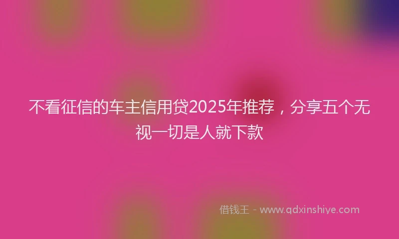 不看征信的车主信用贷2025年推荐，分享五个无视一切是人就下款