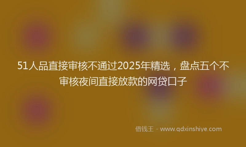51人品直接审核不通过2025年精选，盘点五个不审核夜间直接放款的网贷口子