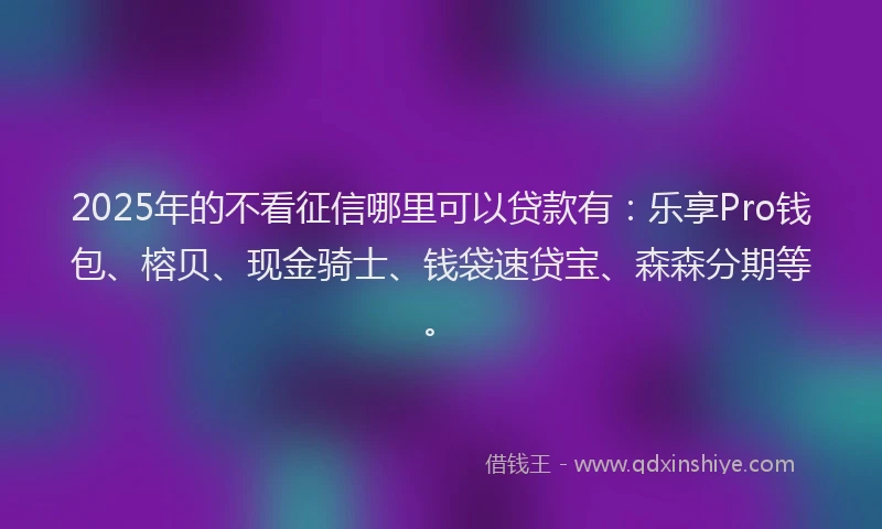 2025年的不看征信哪里可以贷款有：乐享Pro钱包、榕贝、现金骑士、钱袋速贷宝、森森分期等。