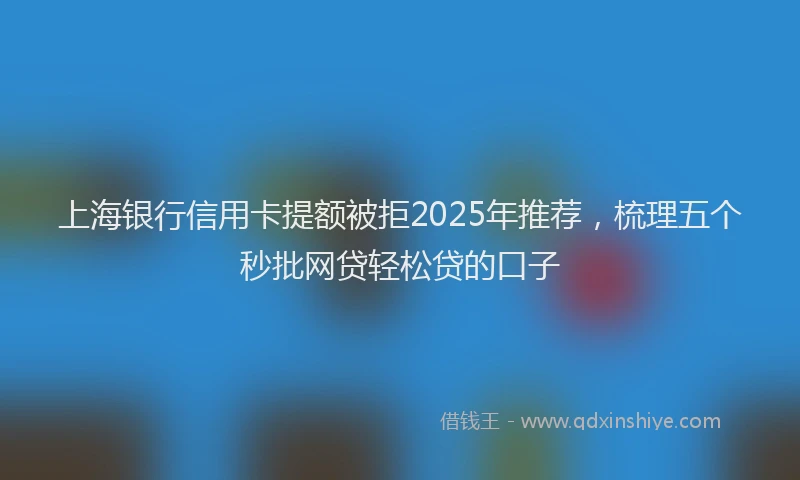 上海银行信用卡提额被拒2025年推荐，梳理五个秒批网贷轻松贷的口子