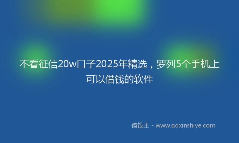 不看征信20w口子2025年精选，罗列5个手机上可以借钱的软件