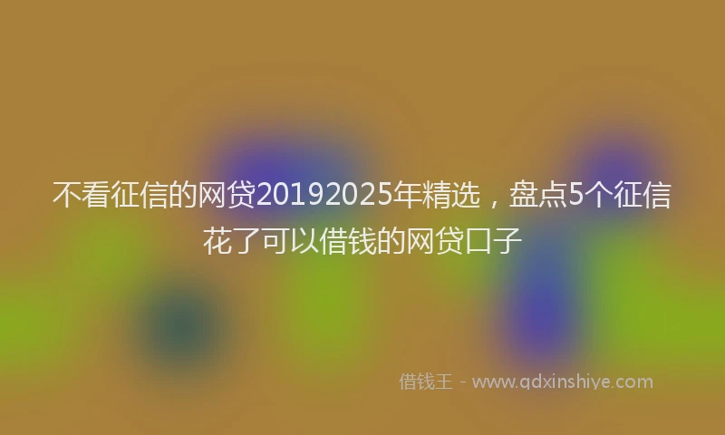 不看征信的网贷20192025年精选，盘点5个征信花了可以借钱的网贷口子