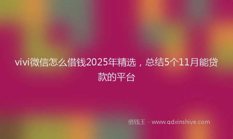 vivi微信怎么借钱2025年精选，总结5个11月能贷款的平台
